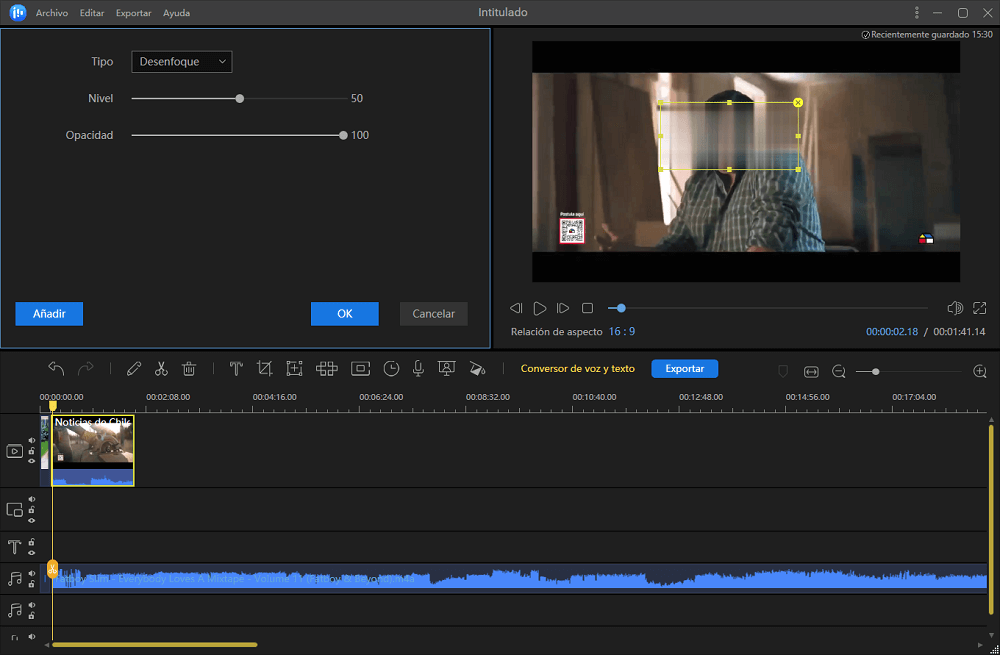 difuminar la cara en video paso 2