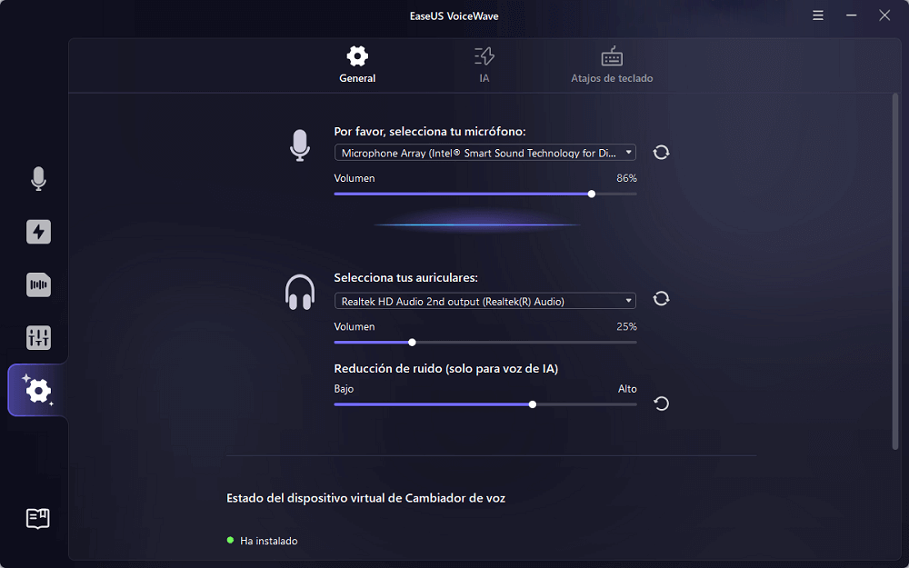 Configuración de EaseUS VoiceWave