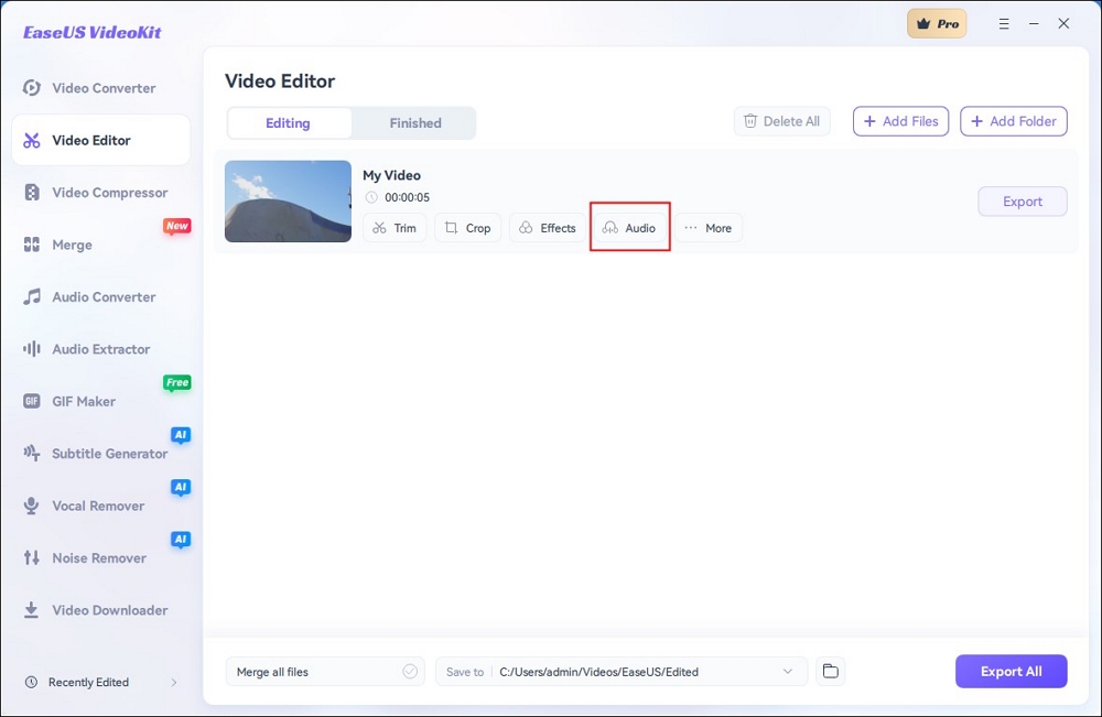 choose the audio icon