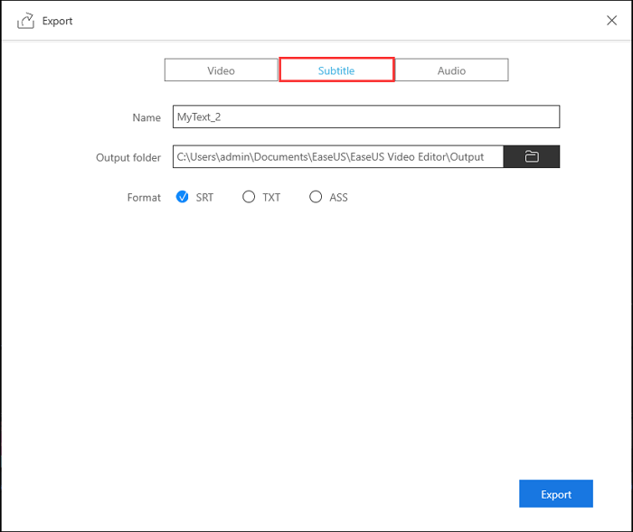 Export subtitles