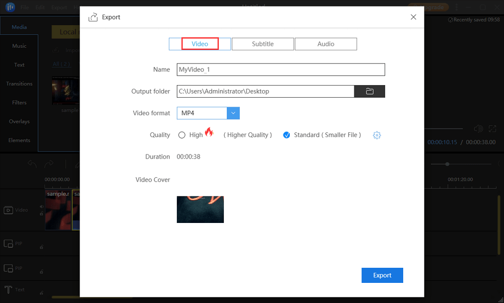 export video from the editor